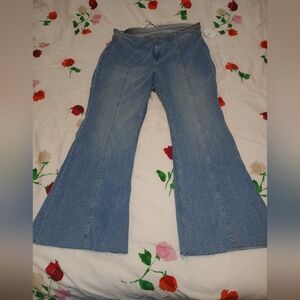 Forever 21 Light Blue Flared Jeans with Scalloped Hem
